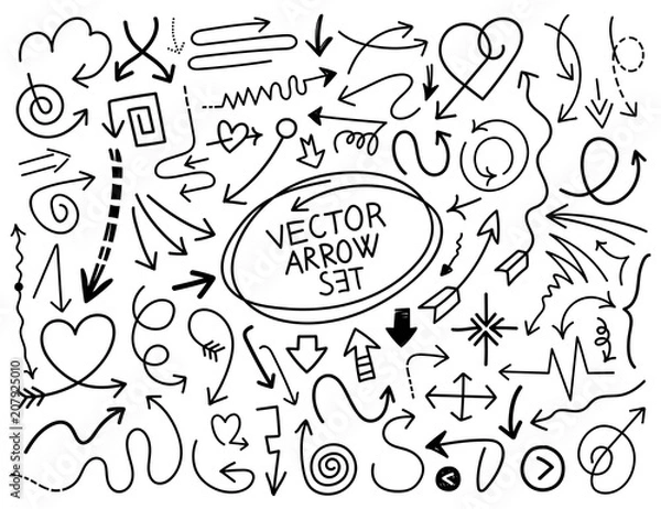 Fototapeta Hand draw arrow vector set 2
