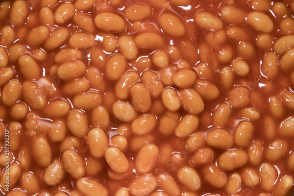 Fototapeta Close up of baked beans in a pan
