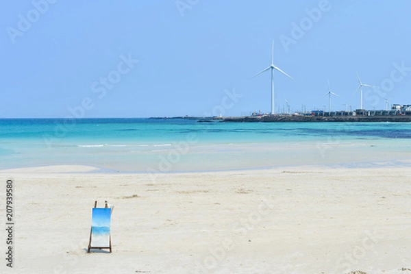 Fototapeta The Waljungli beach is good to rest quite a long while in the Jejudo island. That's because a sea breeze, soft beams of sunlight.