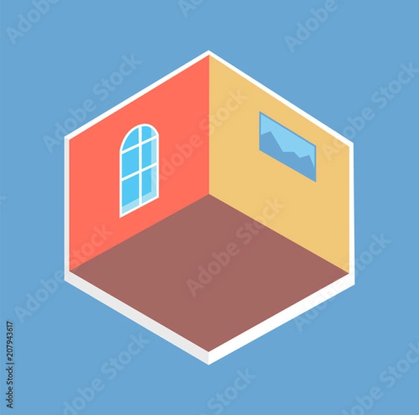 Fototapeta Cute Flat, Isometric View, Colorful Vector Poster
