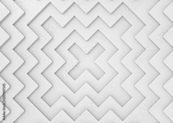 Fototapeta 3d rendering. Abstract white X shape pattern wall background.