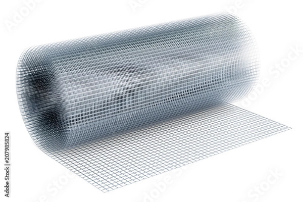 Fototapeta Welded wire mesh roll closeup, 3D rendering