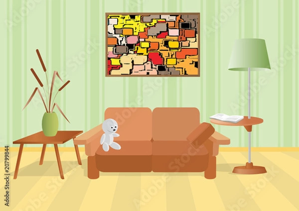 Obraz Room with a bouquet and sofa.