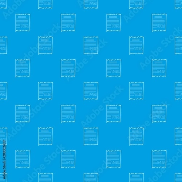 Fototapeta Receipt pattern vector seamless blue repeat for any use