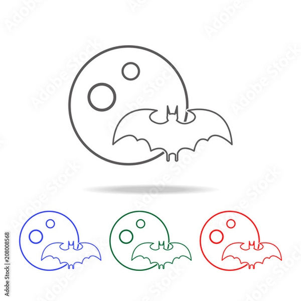 Fototapeta Bat fool moon icon. Elements of Halloween in multi colored icons. Premium quality graphic design icon. Simple icon for websites, web design, mobile app, info graphics