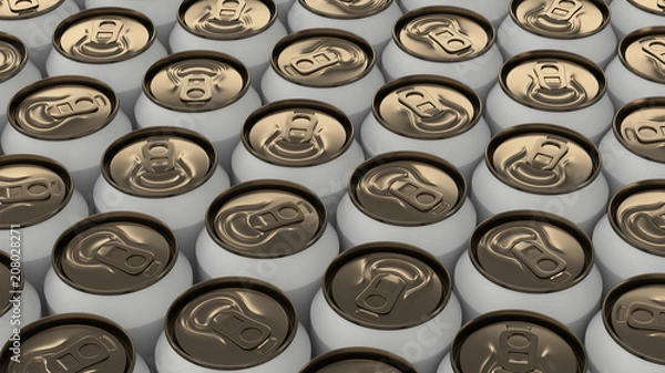 Obraz Big white soda cans on white background