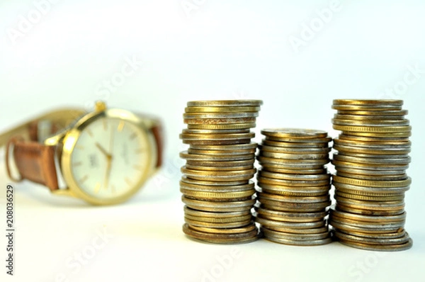 Obraz time money coins