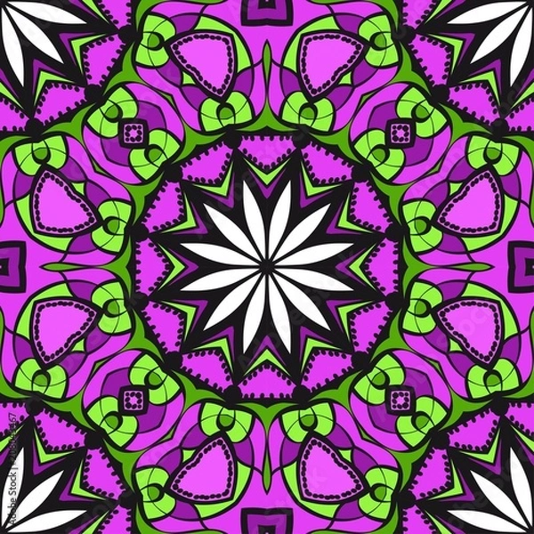 Fototapeta Multicolor geometric fantasy seamless vector illustration. For fashion Design Templates, Wallpaper
