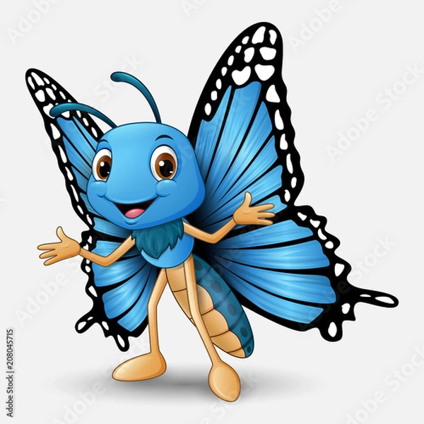 Obraz Ładny motyl kreskówka na białym tle