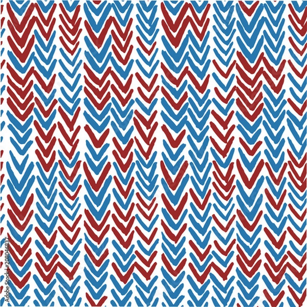 Fototapeta Seamless vector pattern with ikat ribs in orange colours for textile, ceramic, wrapping