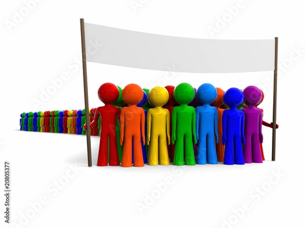 Fototapeta colorful crowd with a banner