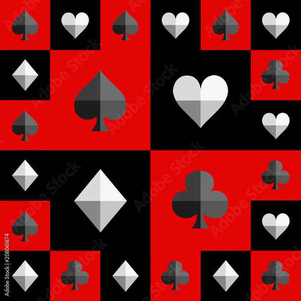 Fototapeta Card Suit Chess Board Red and Black Pattern.