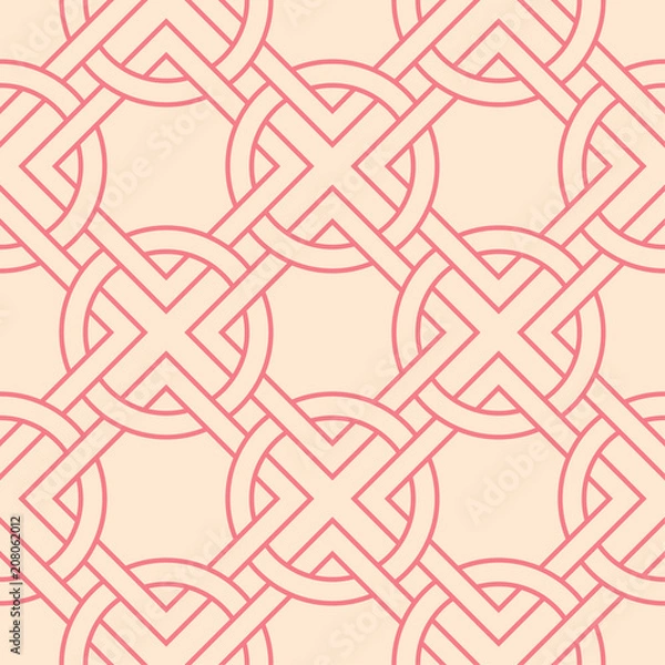 Obraz Red and beige geometric print. Seamless pattern