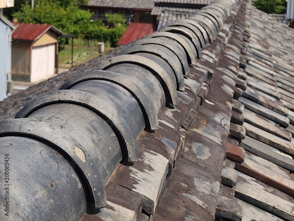 Obraz 古い日本家屋の瓦屋根