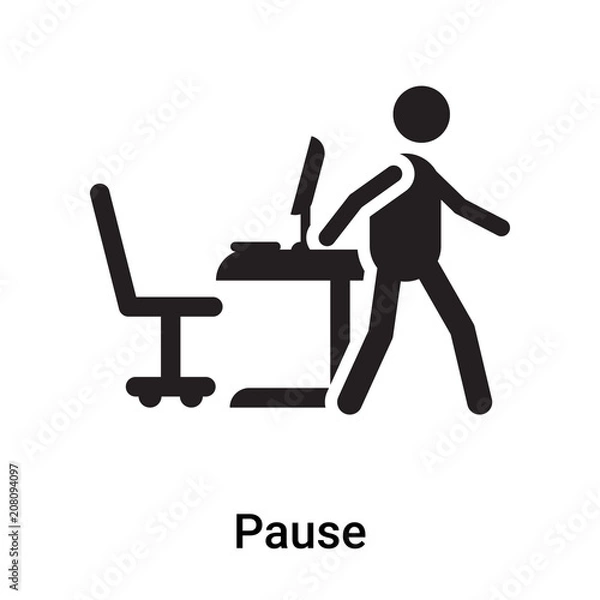 Fototapeta Pause icon vector sign and symbol isolated on white background, Pause logo concept