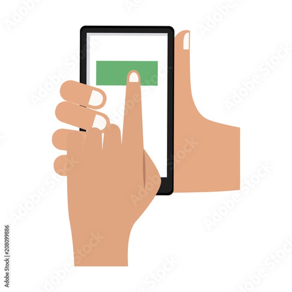 Fototapeta Hand using smartphone vector illustration graphic design
