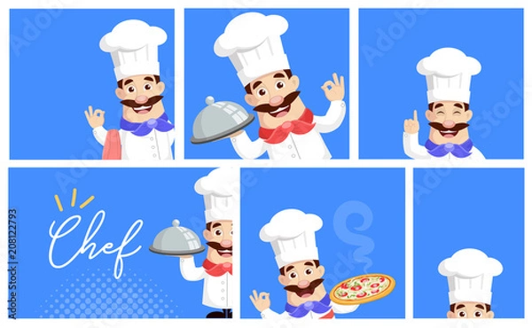 Obraz Various Chef poses Vector Illustration