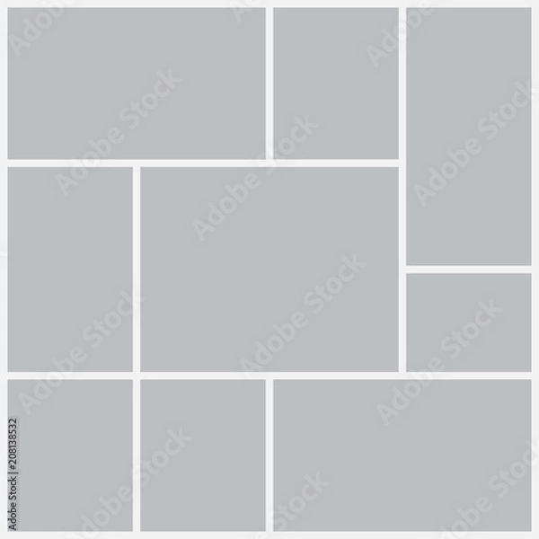Obraz Templates collage frames for photo or illustration. Montage photo frame template. Vector Mood Board Branding Presentation. MoodBoard, Logo Template, Collage Frames with Universal Colour Palette.