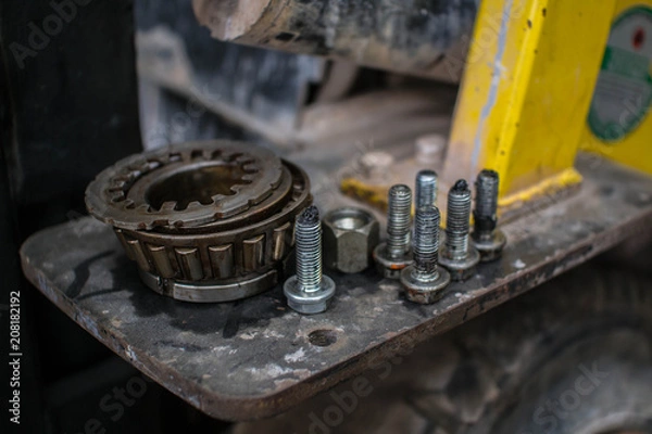 Obraz Wheel nut, forklift