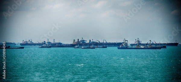 Fototapeta Cargo Ship Sailing in High Sea
