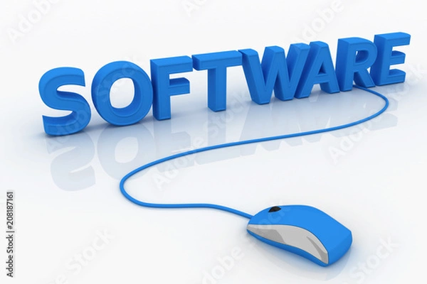 Fototapeta Computer mouse and the word Software