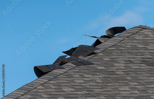 Obraz Damaged shingle roof