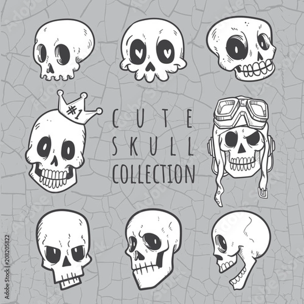 Obraz cute doodle skull collection