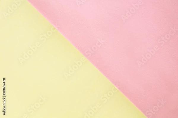 Fototapeta Abstract geometric water color paper background in soft pastel pink and yellow trend colors.