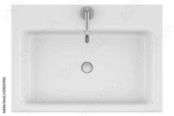 Obraz top view of ceramic bathroom sink isolated on white background