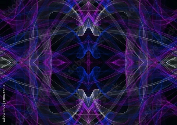 Fototapeta Abstract symmetric art. Mirrored fractal texture background. Fantastic pattern for graphic design production. Good for printed pictures, postcards, posters or covers and artistic print on ceramic.