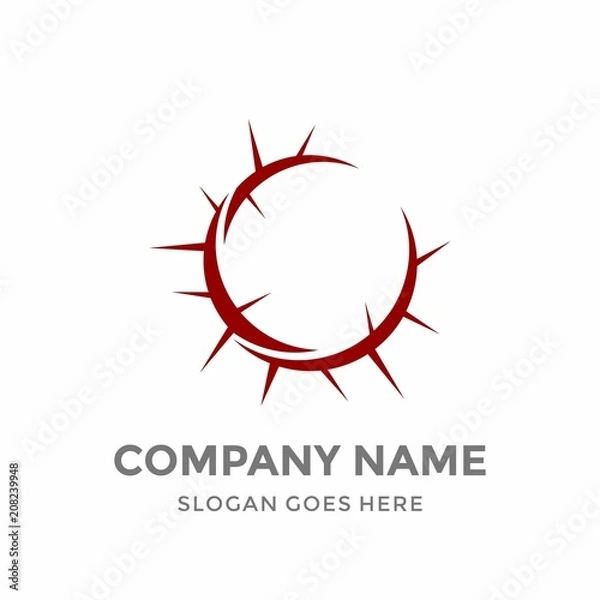 Obraz Jesus Crown of Thorns Religious God Symbol Savior Circle Blood Chist Faith Hope Logo Vector Template Design Icon