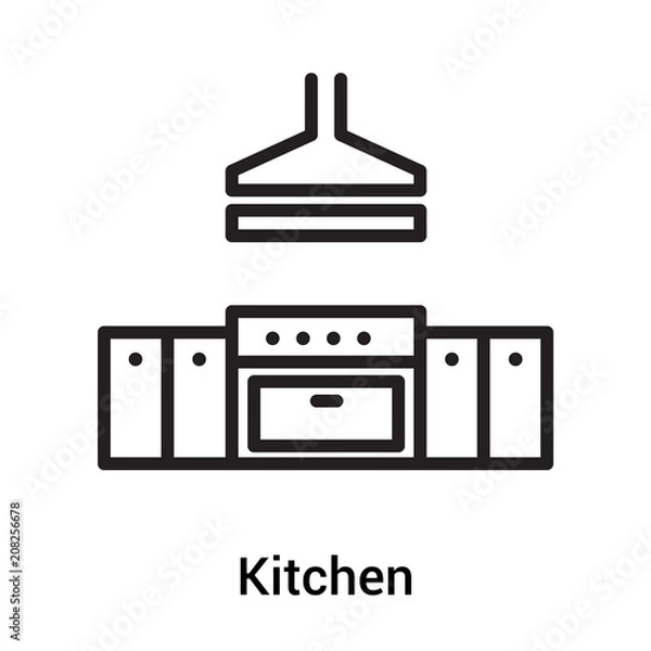 Obraz Kitchen icon vector sign and symbol isolated on white background, Kitchen logo concept
