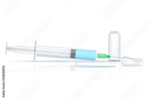 Fototapeta medical syringe with ampoule for injection stock vector illustration