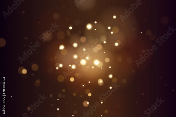 Fototapeta Abstract defocused circular golden bokeh lights background. Magic christmas background. EPS 10