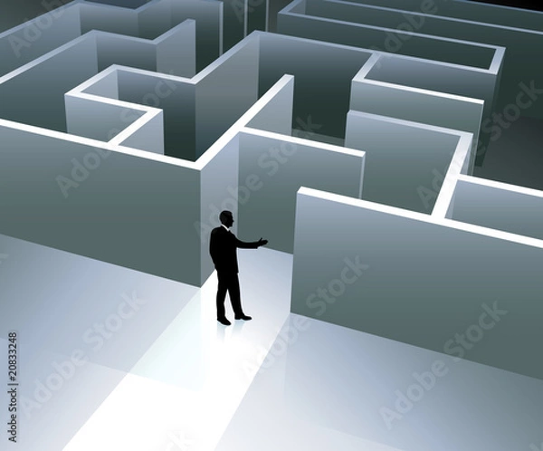 Fototapeta Businessman internet background with maze