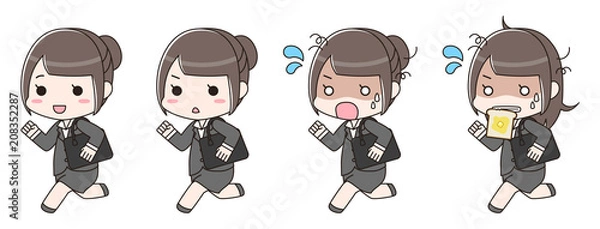 Obraz 鞄を持って走るスーツの女性　セット