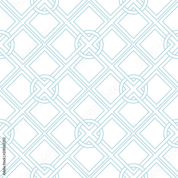 Obraz White and navy blue geometric ornament. Seamless pattern
