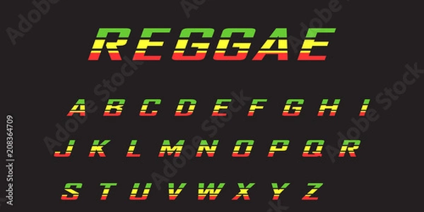 Fototapeta  reggae  color font. Jamaica style ABC letters  vector illustration