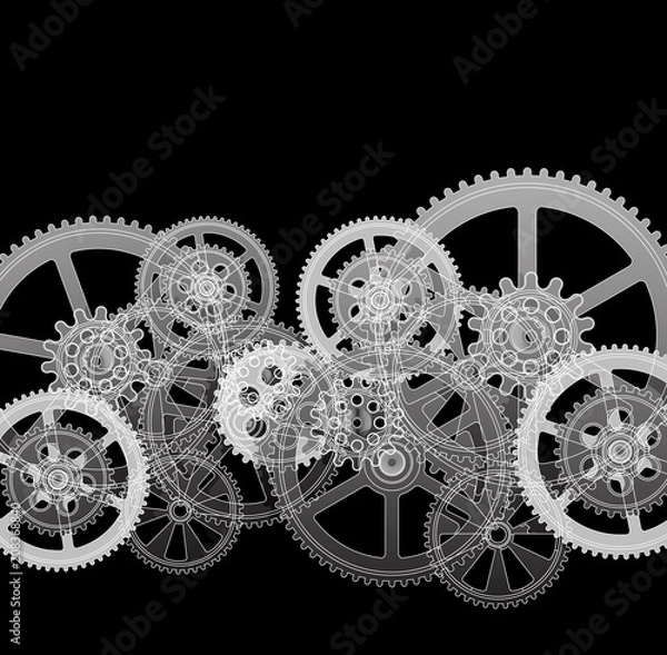 Obraz grid and gears 03 black
