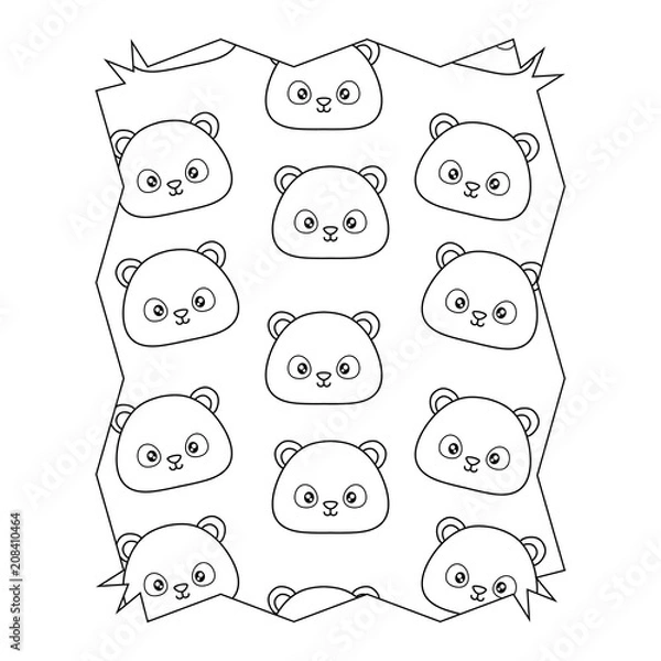 Fototapeta abstract frame with cute bear pattern over white background, vector illustration