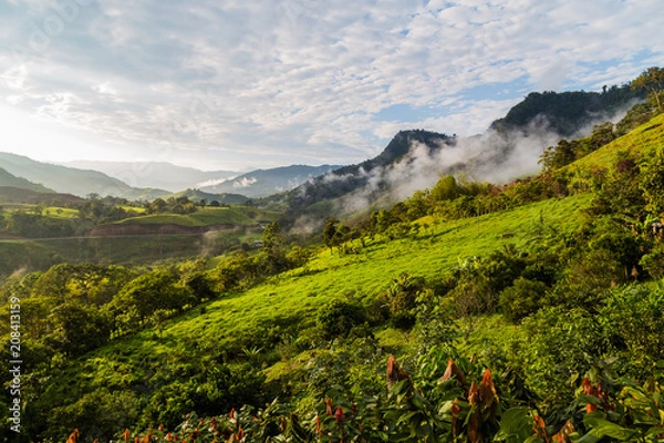 Obraz Landscape with clouds, jungles, mountains and crops Andes, Ecuador
