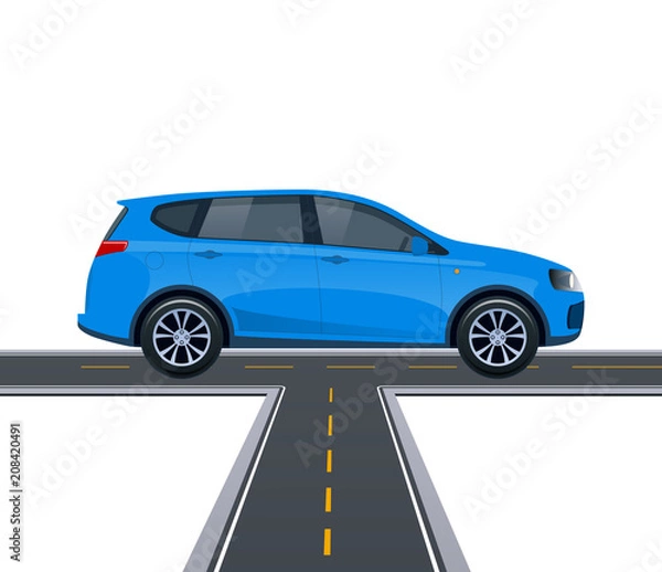 Fototapeta Travel by car. Trip on sports car on country road.