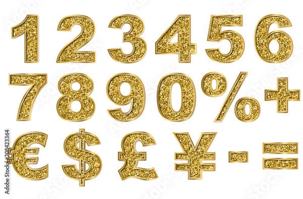 Obraz Numery złoty brokat