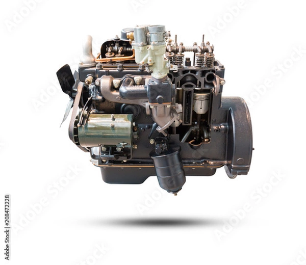 Obraz Car engine part isolated on white background.