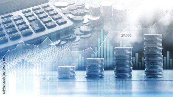 Obraz Stock market or forex trading graph in graphic double exposure concept