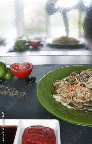 Obraz sushi rolls and vegetables