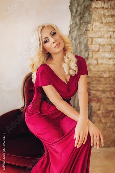 Fototapeta Sexy beautiful blonde girl in underclothes