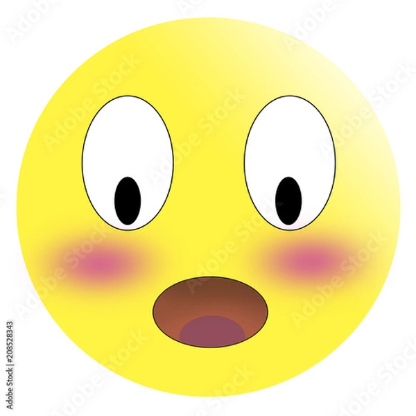 Fototapeta Embarrassed emoticon with flushed red cheeks