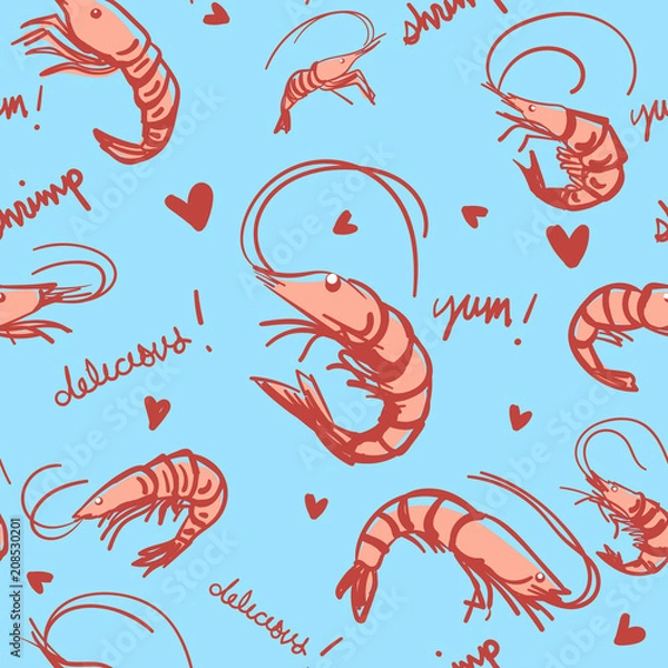Fototapeta Vector Seamless pattern for Shrimp