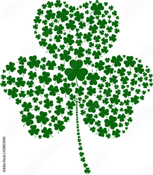 Fototapeta A Shamrock made of different sized clovers